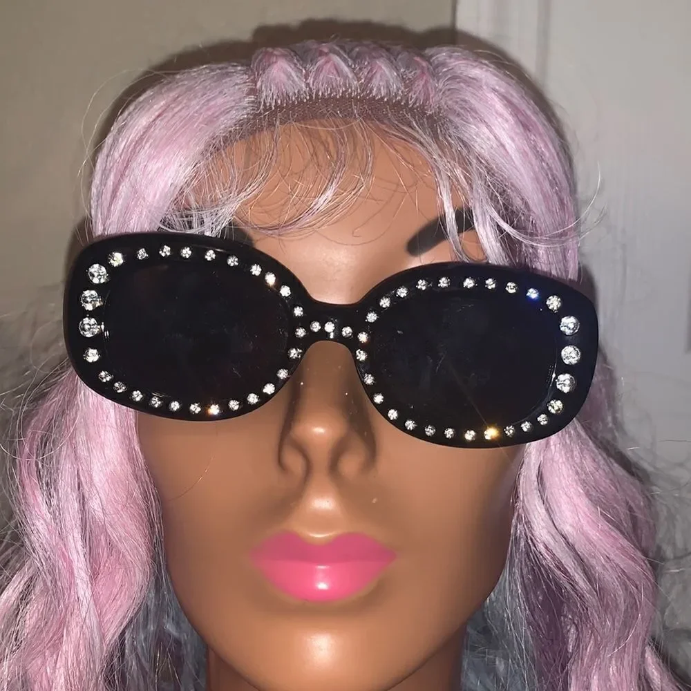Black Oval Bling Shades‎